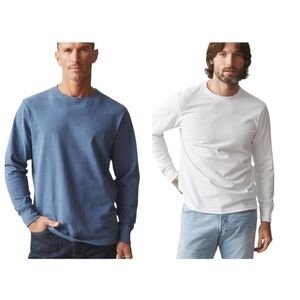 Lot Of 2 NEW American Giant Men's Vintage Crew Long Sleeve Tee Blue / White 2XL